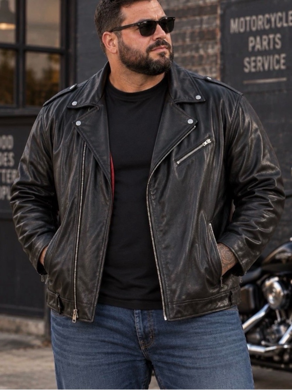 Cadogan Men’s Black Napa Leather Motorcycle Jacket 3X Moto Biker Luxury